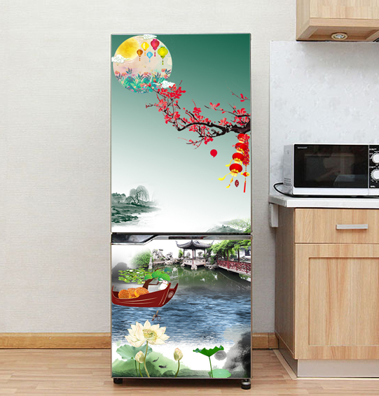 Decal dán trang trí tủ lạnh mẫu TrungThu- 2022 sang trọng lịch lãm