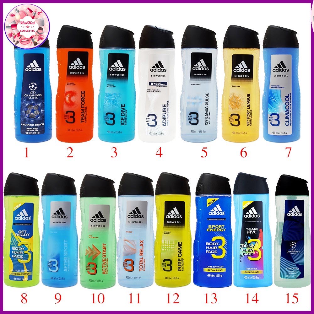 Tắm gội men adidas shower gel 3in1 400ml