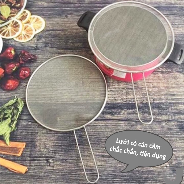 Vợt lưới inox chắn bắn dầu mỡ- vợt dùng đậy chảo chống bắn dầu mỡ