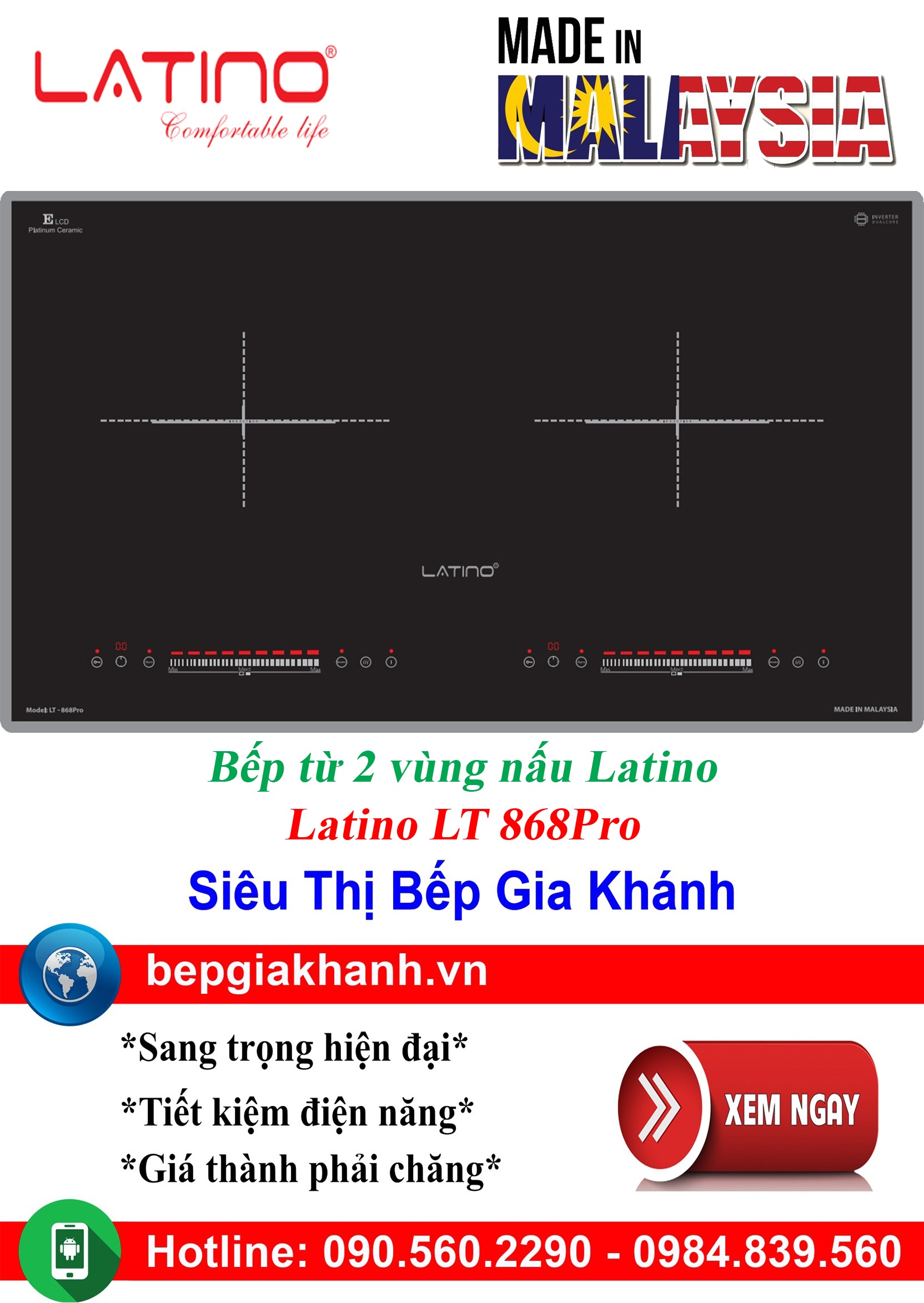 [HCM]Bếp từ đôi Latino LT 868Pro nhập khẩu Malaysia, bếp từ, bếp điện từ, bếp từ đôi, bếp điện từ đôi, bếp từ giá rẻ, bếp điện từ giá rẻ, bếp từ đơn, bep tu don, bep tu