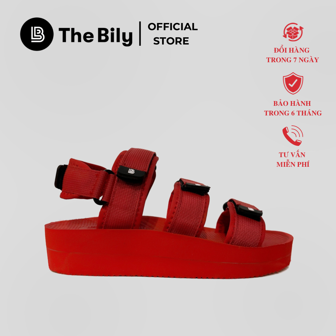 Giày sandal nữ the bily 3 quai ngang dây dù đế eva siêu êm nhẹ cao 3cm màu đỏ - bl04w đỏ