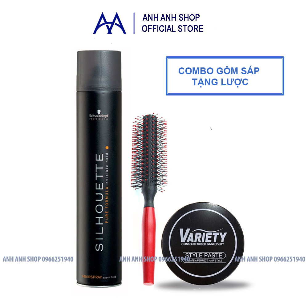 Combo gôm silhoutte và sáp variety tặng 1 lược tròn tạo phồng tóc