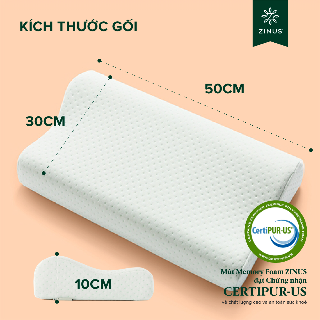 Gối Cao Su Non Công Thái Học Giảm Đau Cổ Vai Gáy - Zinus Contour Pillow Memory Foam
