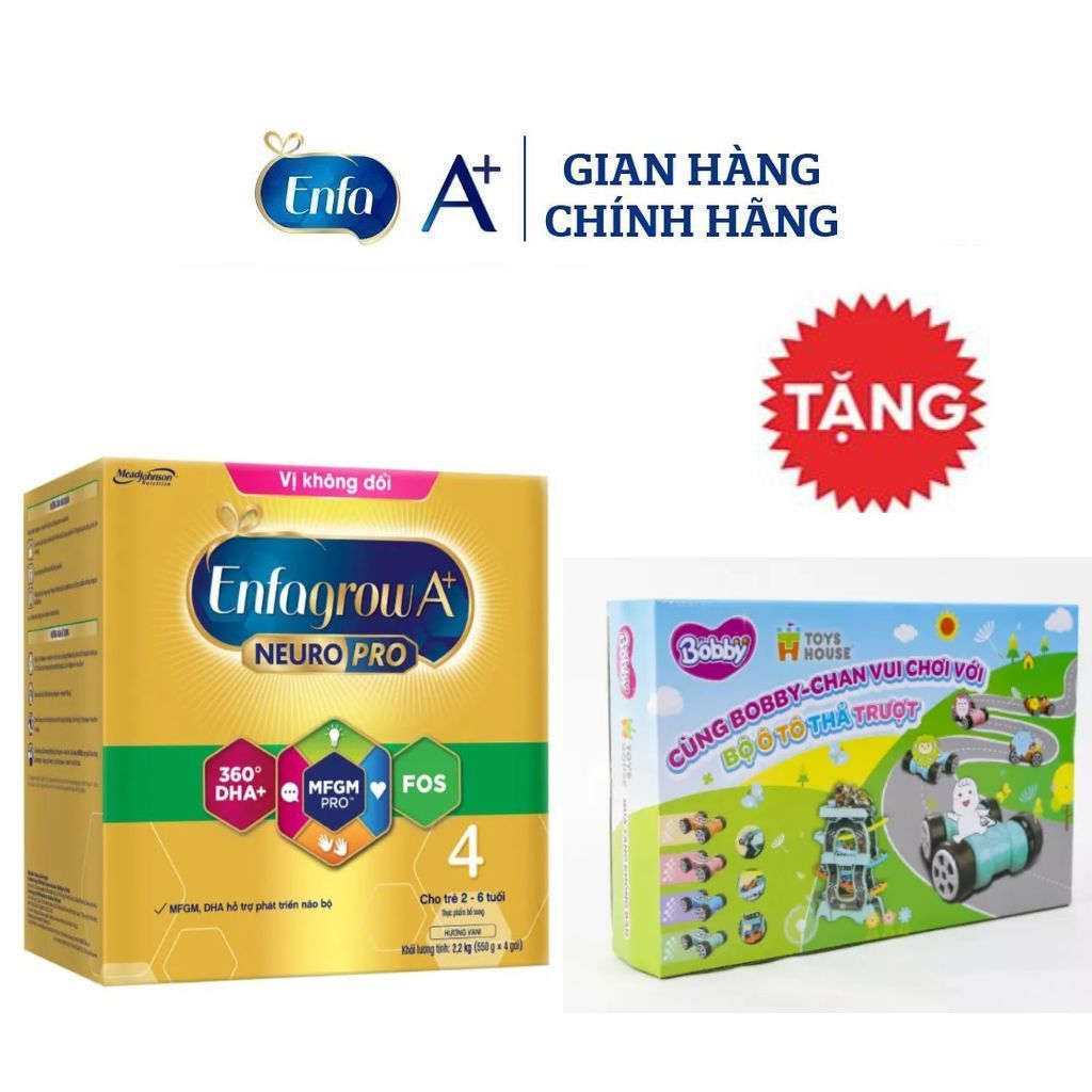 Sữa bột enfagrow a+ 4 neuro pro 2.2kg- tặng bộ đồ chơi ô tô thả trượt