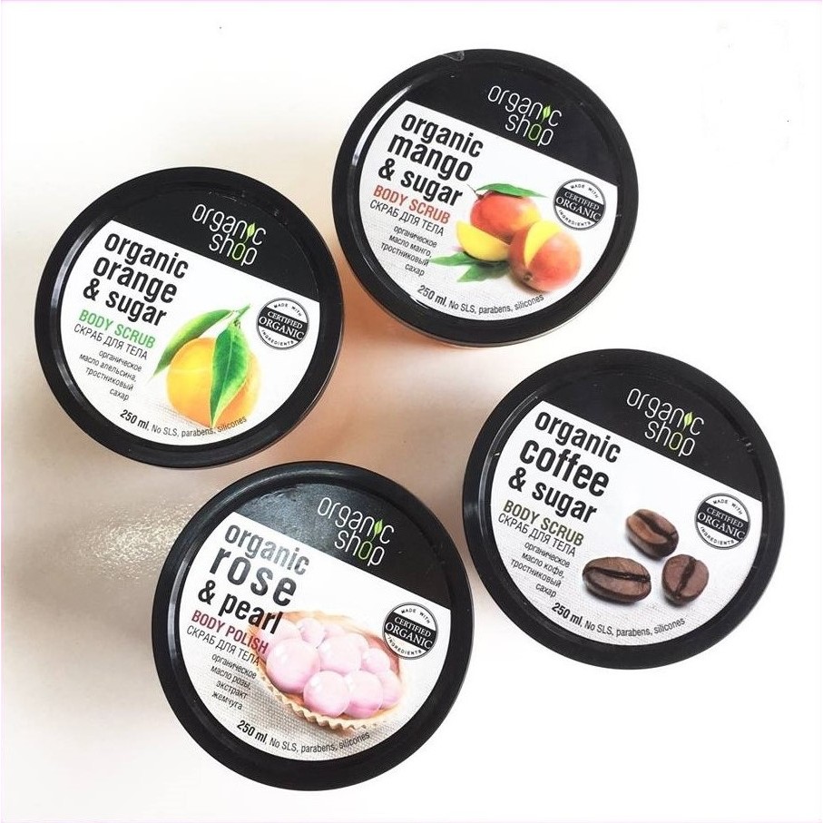 Tẩy tế bào chết toàn thân organic shop body scrub 250ml