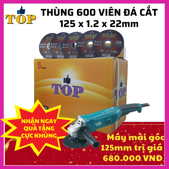 Thùng 600 viên ĐÁ CẮT SẮT phi 125 ( 1 tấc 2) | Đá cắt inox | Đá cắt TOP Hàn Quốc