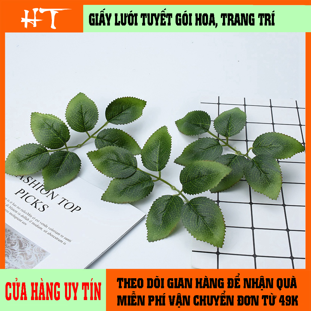 Combo 100 Lá hoa hồng vải, hồng gân cao cấp 6 lá,phụ kiện hoa