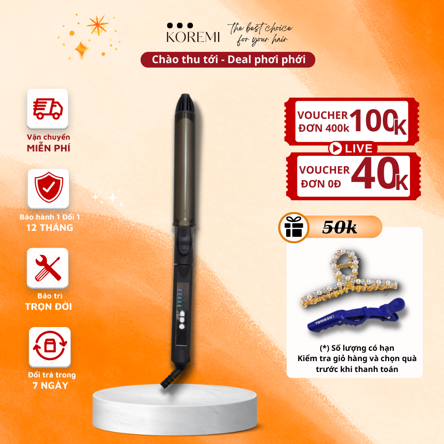 [FREESHIP - Ảnh ] Máy uốn tóc xoay trục chuyên nghiệp Model Koremi Bảo Hành 6 tháng