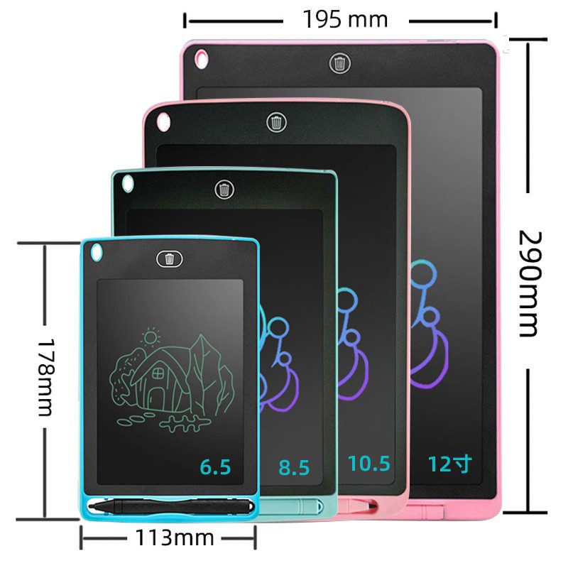 Bảng viết, bảng vẽ điện tử thông minh tự động xóa cho bé 12 inch màu xanh-SKU-BANGLCD12-va