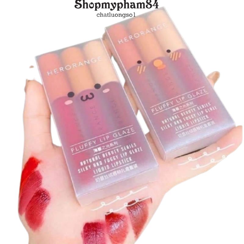 Set Son Herorange 3 Màu Siêu Xinh, Set 3 Cây Son kem Lì Herorange chất son siêu mịn