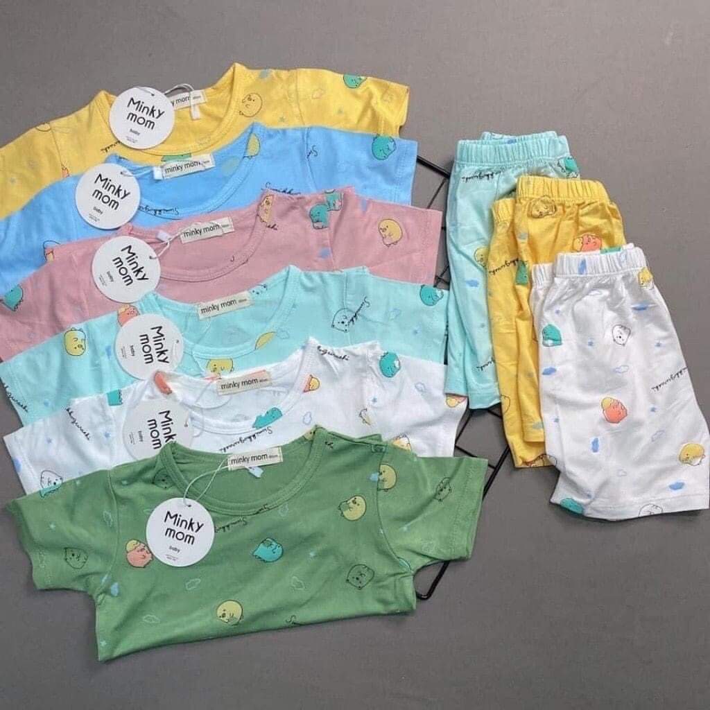Bộ thun lạnh minky mom ngắn tay hình khủng long siêu dễ thương cho bé