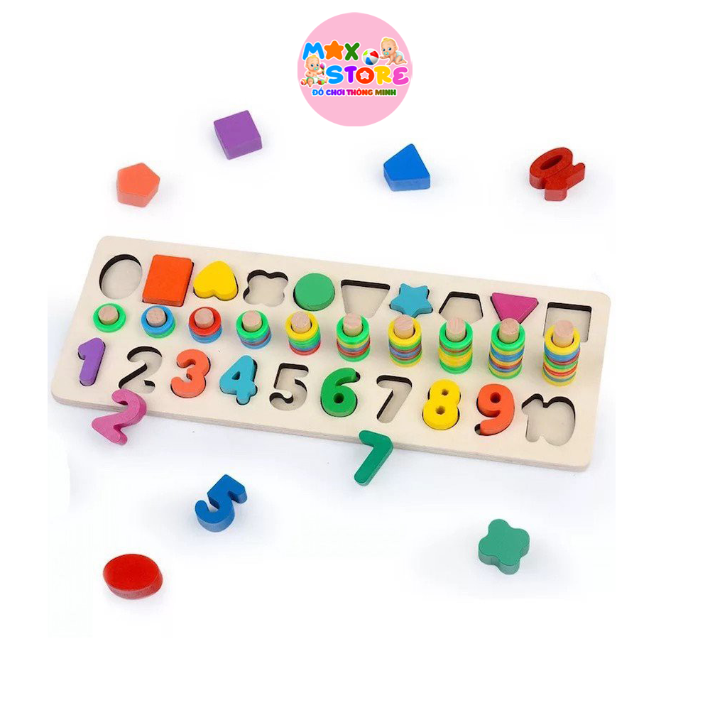 Đồ chơi gỗ montessori số đếm 3 dòng 3in1