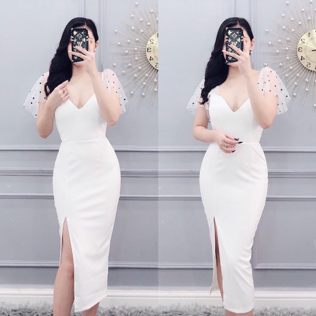 (Hình thật ) ĐẦM BODY XẺ TÀ TAY PHỐI REN HÀNG THIẾT KẾ CAO CẤP