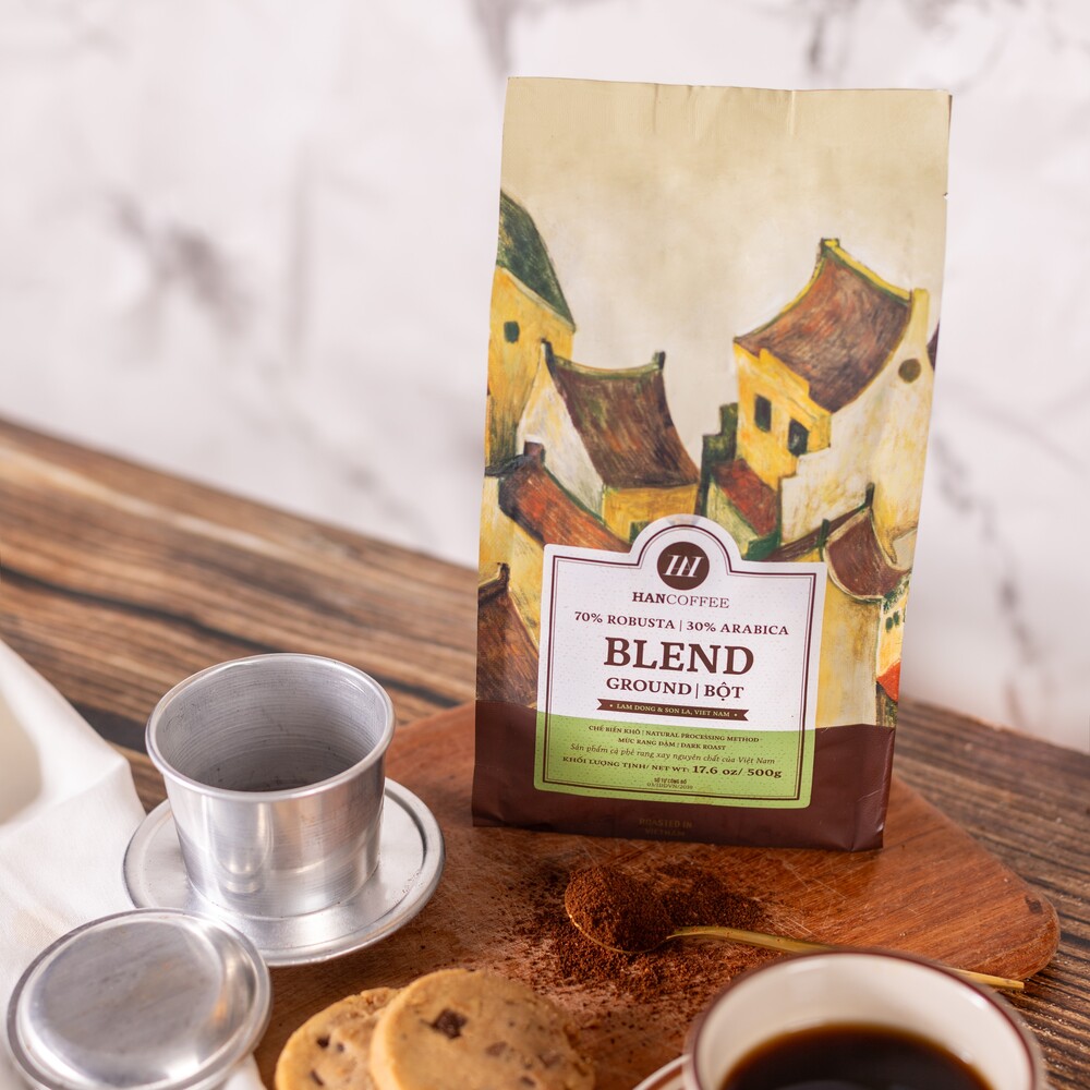 Cà phê pha phin hancoffee 70 robusta & 30 arabica rang mộc, rang xay nguyên chất
