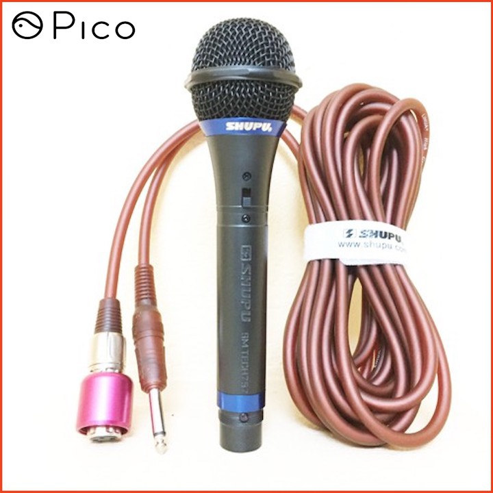 Micro karaoke Shupu 757 Âm thanh chuẩn có dây 6m phòng hát chuyên nghiệp âm thanh sắc nét chuẩn giọng