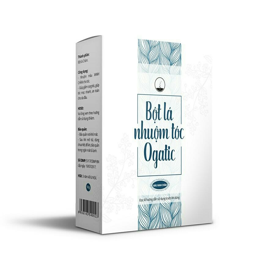Bột lá nhuộm tóc Ogatic 50gr xanh đen sản phẩm an toàn không hóa chất