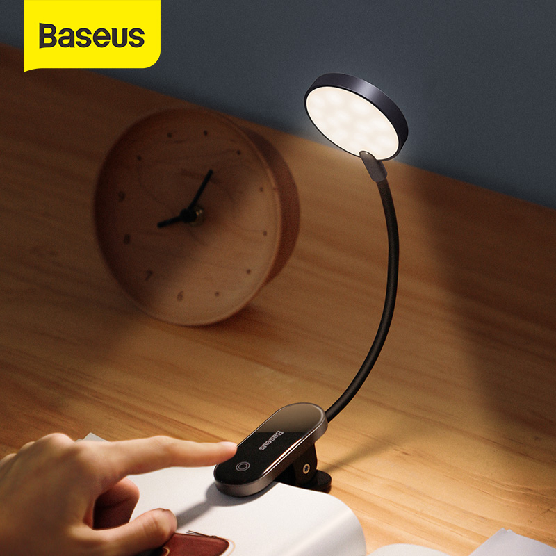Baseus Đèn bàn Đèn LED Clip để bàn Đèn đọc sách 4000K Bảo vệ mắt 3 cấp độ Đèn ngủ có thể thay đổi độ sáng Đèn ngủ có thể sạc lại cho bàn, đầu giường ngủ, máy tính