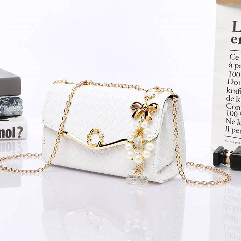 [HCM]Túi đeo chéo caro T18 khóa tròn - trắng