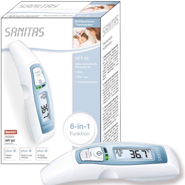Nhiệt kế điện tử sanitas sft75 - chính hãng đức 6 trong 1 - german corner hàng đức nội địa