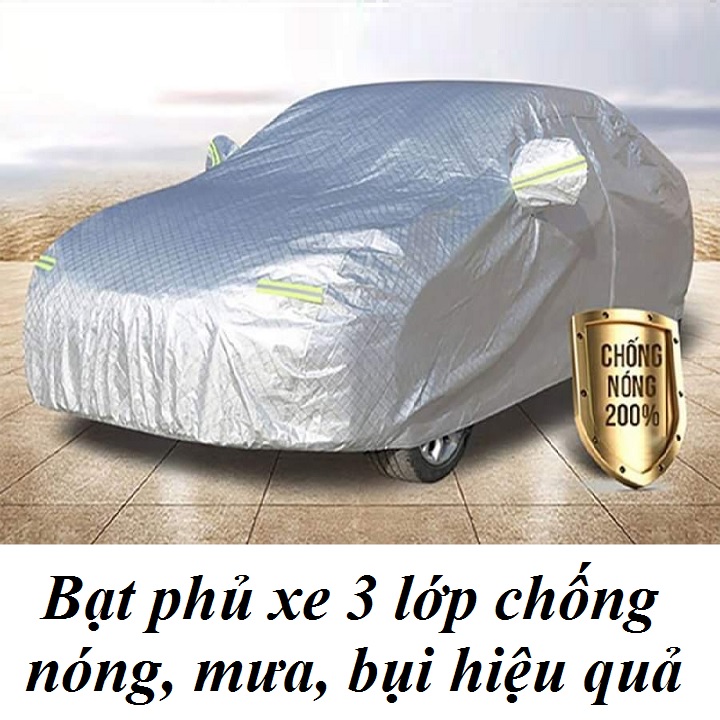 Bạt phủ xe ô tô tráng nhôm cách nhiệt 3 lớp cao cấp, bạt phủ ô tô , bạt che ô tô, bạt trùm ô tô