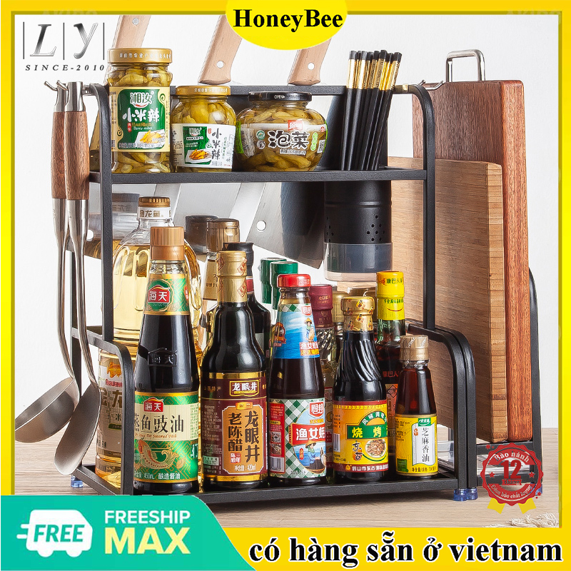 kệ inox nhà bếp Để bàn nhiều lớp Kệ gia vị Lưu trữ Giá đựng Đũa Giá đỡ dao Đồ dùng nhà bếp 2 tầng