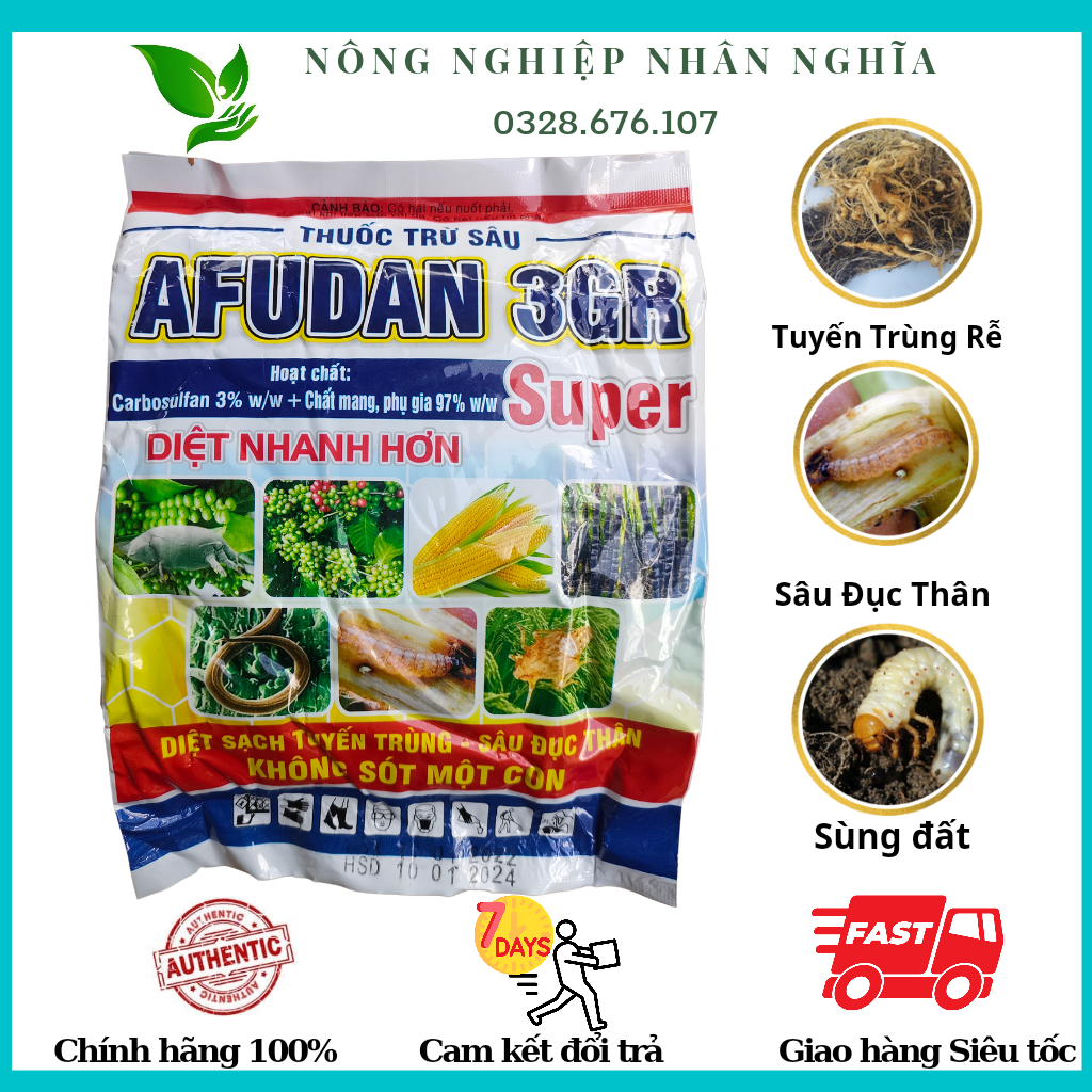 AFUDAN 3GR - Phòng trừ tuyến trùng sùng đất rải gốc cây trồng gói 1kg