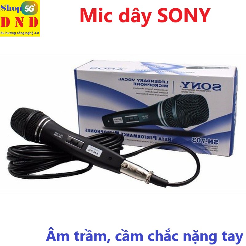 Mic có dây SONY jack 6.5mm âm trầm, cầm chắc nặng tay. Thiết kế đẹp mắt, chất liệu thép đặc dày nguyên khối