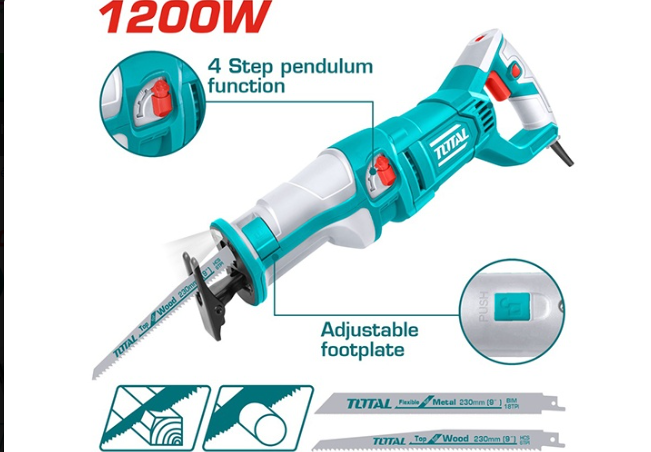 Máy cưa kiếm 1200W Total TS1001201 (Gỗ :210mm, Thép: 20mm, Nhôm: 10mm)