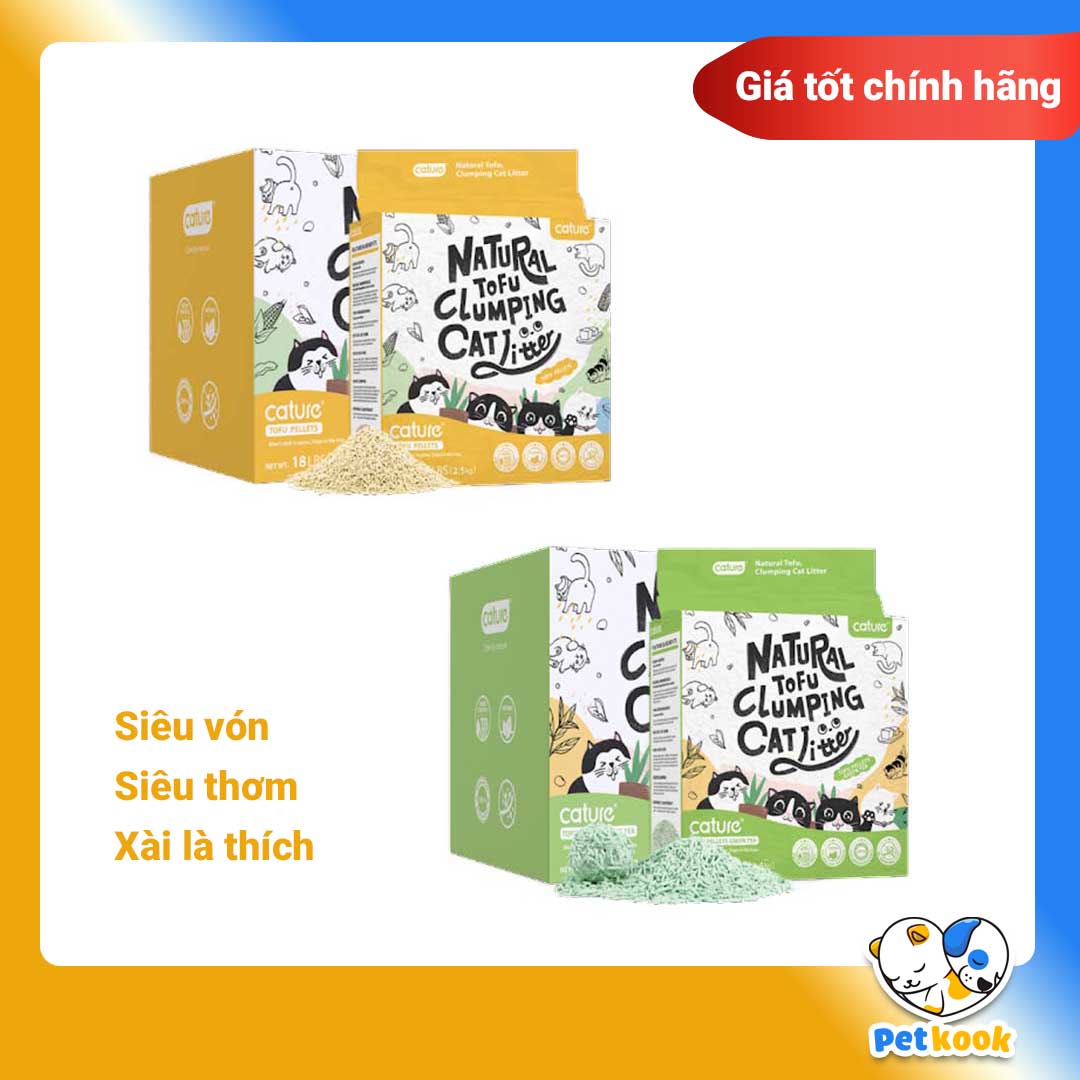 Cát Vệ Sinh Đậu Nành Cho Mèo Tofu Cature Siêu Vón Cục Không Bụi Của Hàn 2,4kg - Pet Kook