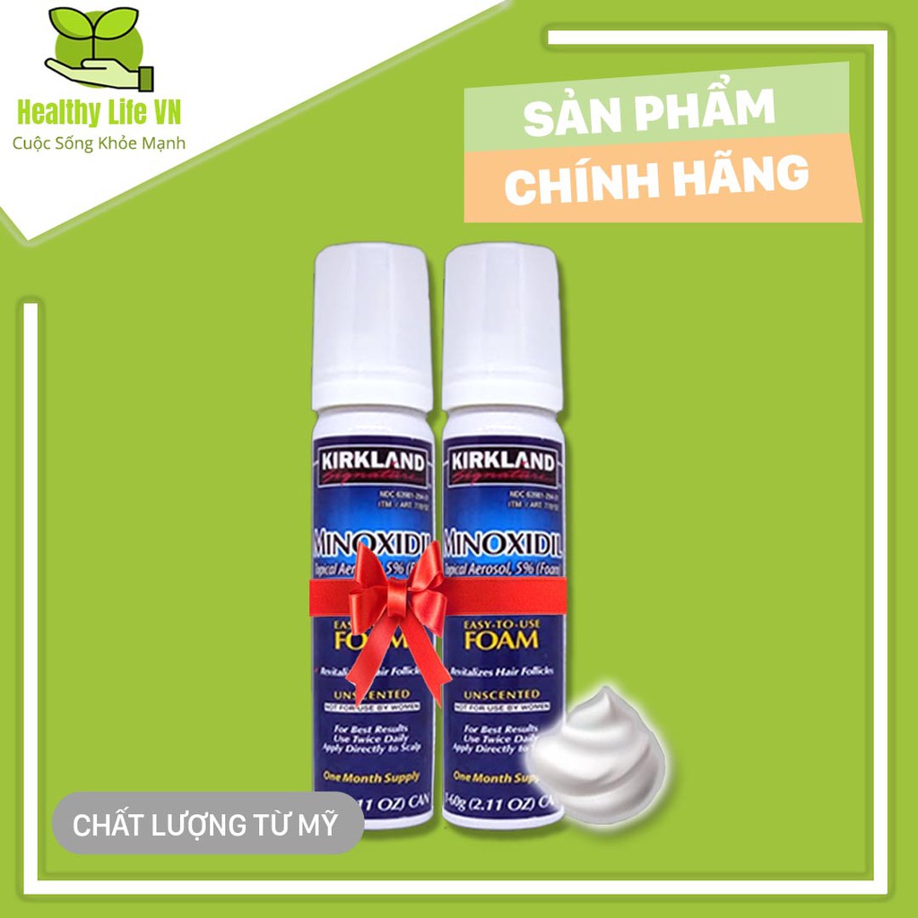 Minoxidil 5% dạng bọt mọc râu tóc kirkland mỹ combo 2 lọ