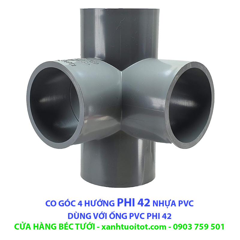 Bộ 10 CO GÓC 4 HƯỚNG PHI 42 NHỰA PVC - DÀY 3 MM