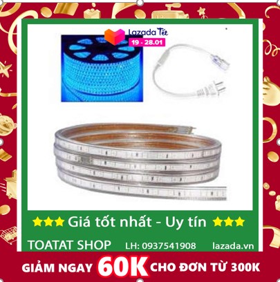 Bộ 20 mét đèn Led dây 5050/220V + Tặng 1 đầu nối dây nguồn. Bảo hành 12 tháng Tiết kiệm 70% điện năng so với các loại đèn chiếu sáng khác Độ bền cao Ánh sáng mạnh, màu sắc đa dạng và phong phú