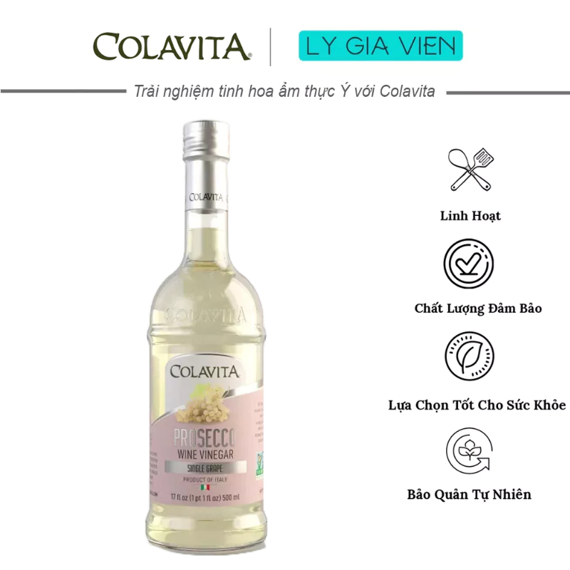Giấm Rượu Vang Colavita Prosecco Wine Vinegar Xuất Xứ Ý _ Vị Chua Nhẹ & Tươi Mát