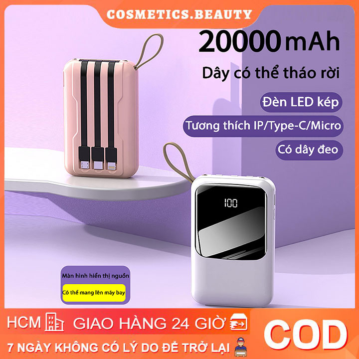 Pin sạc dự phòng mini 20000mah với 3 cổng ra micro usb / type-c tiện dụng-sạc dự phòng