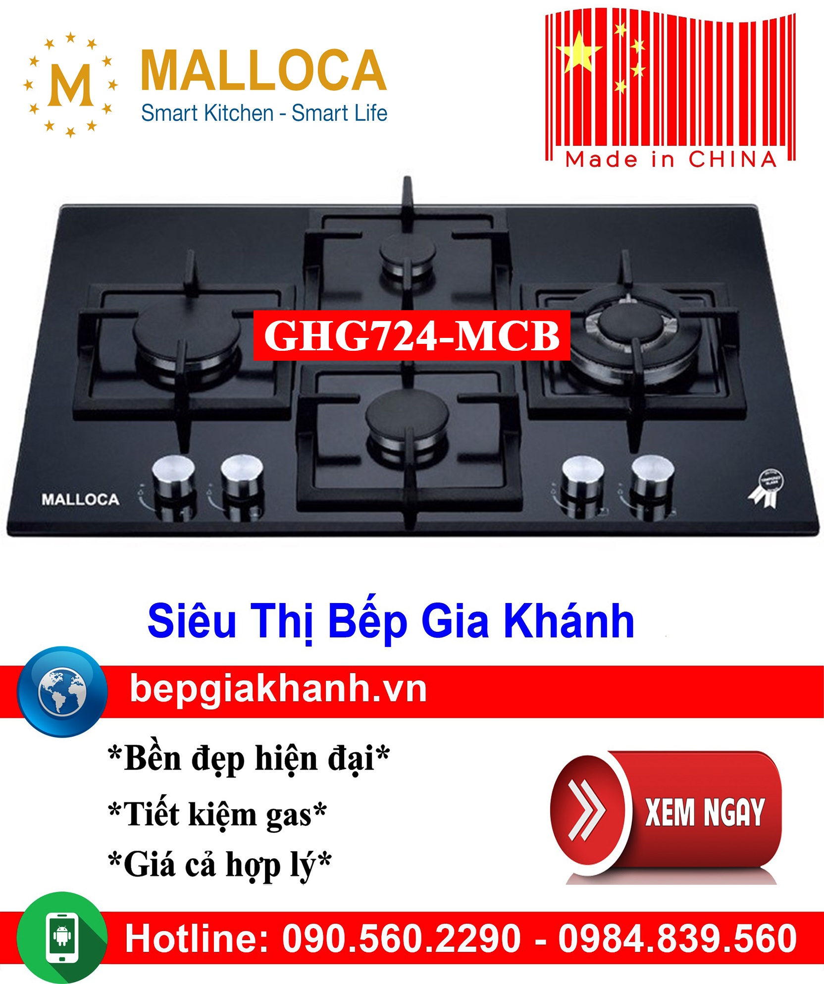 [HCM]Bếp gas âm 4 vùng nấu Malloca GHG724-MCB sản xuất Trung Quốc, bếp gas, bếp gas đôi, bếp gas đơn, bếp gas âm, bếp ga, bếp ga đôi, bếp ga đơn, bếp ga âm, bep ga, bep gas