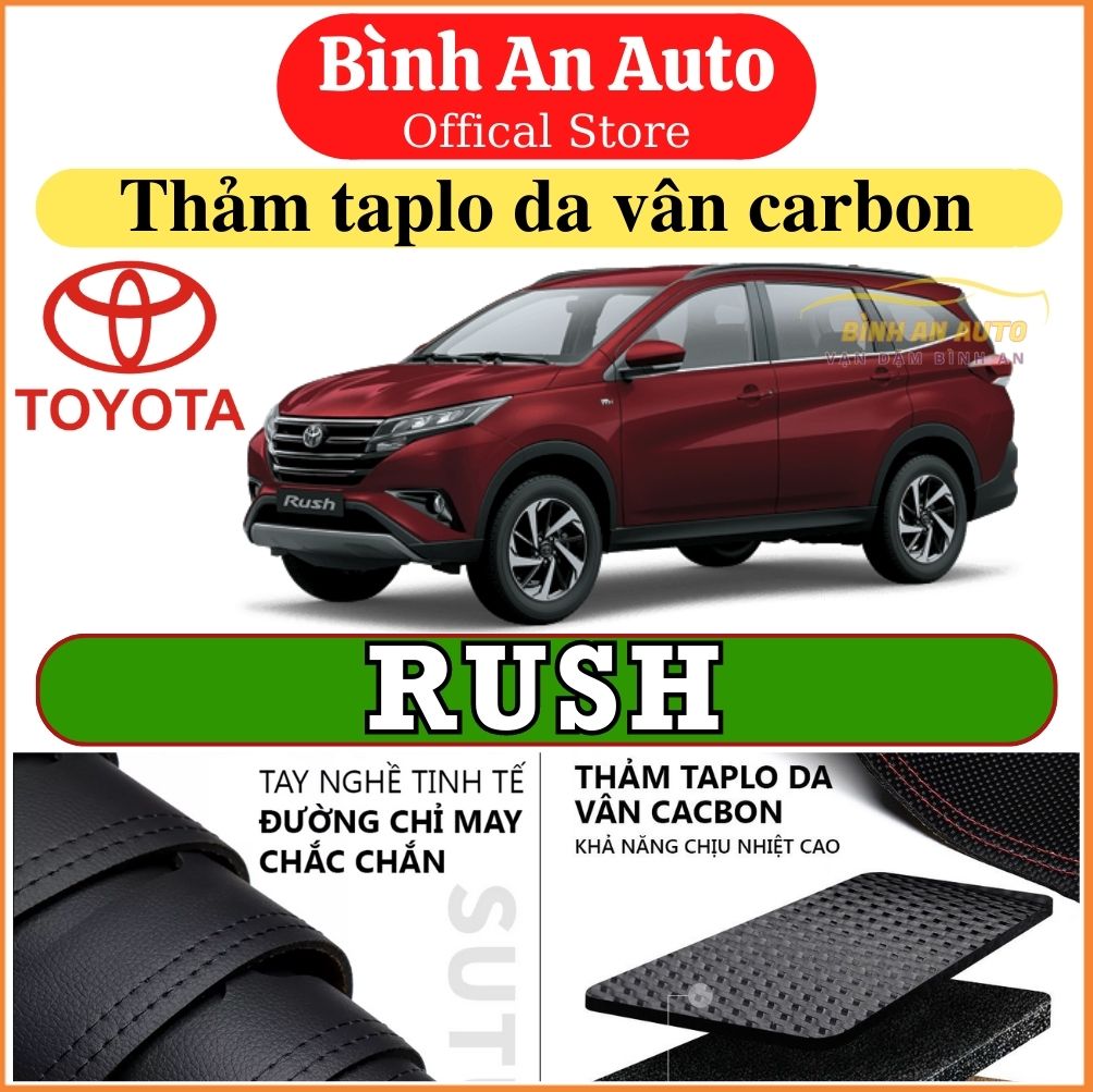 Thảm taplo TOYOTA RUSH da vân cacbon, thảm phủ taplo, taplo cacbon, taplo da - Bình An Auto