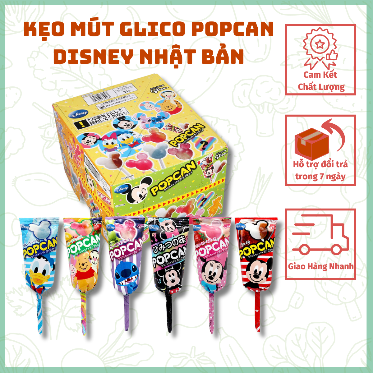 Kẹo mút glico popcan disney nhật