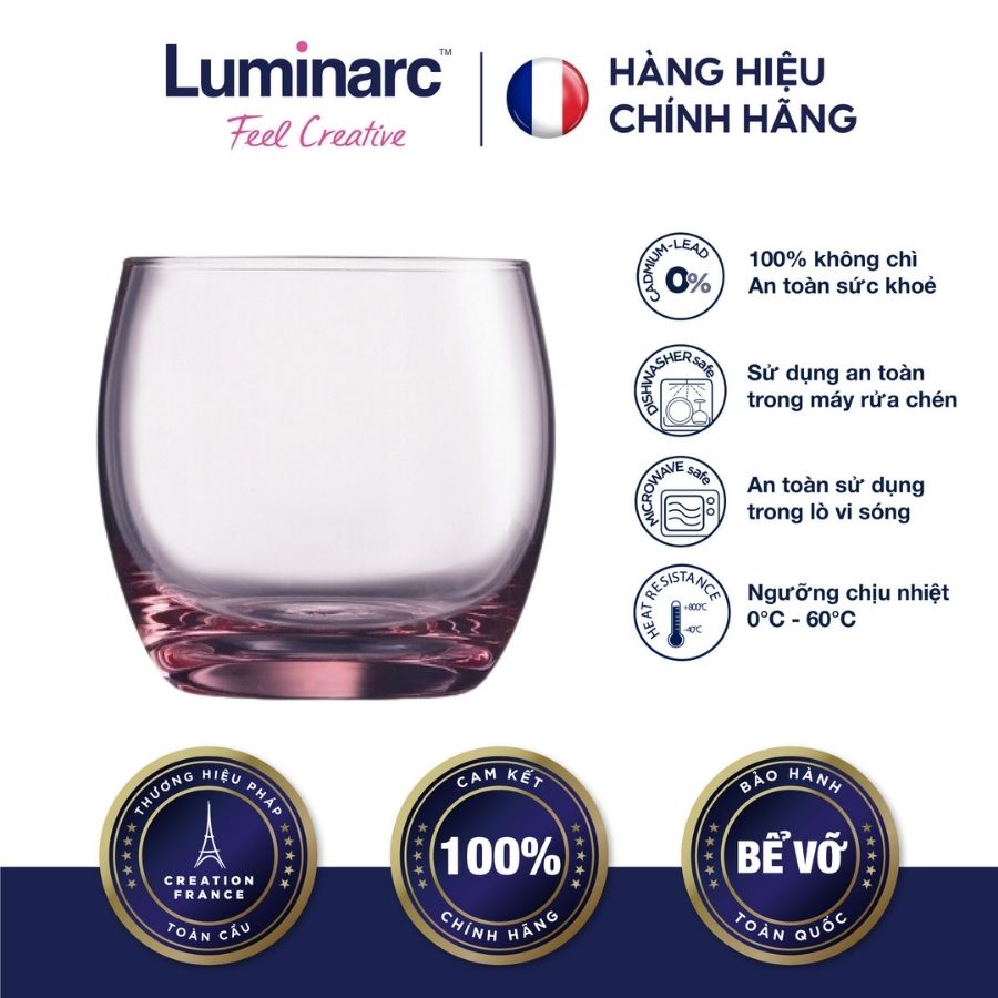 Bộ 6 ly thuỷ tinh thấp luminarc salto pink 320ml - lusaj5386