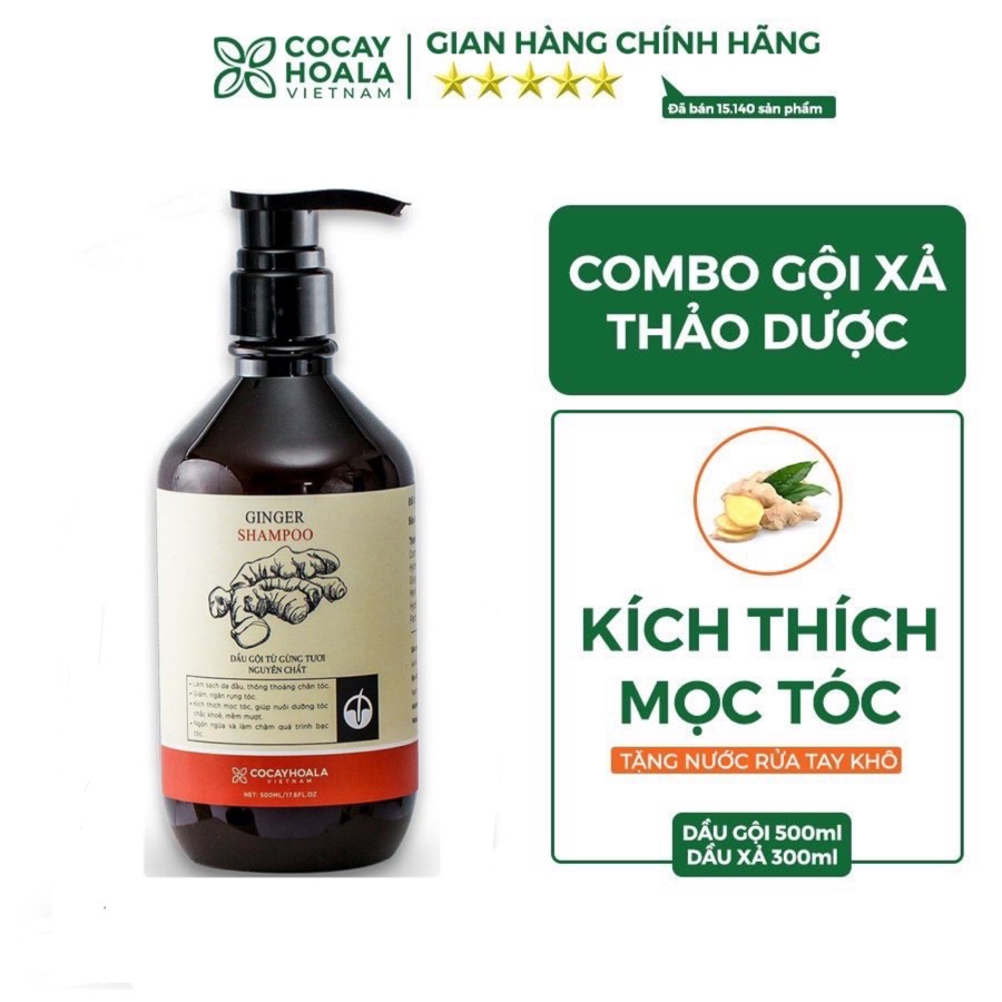 Dầu gội gừng tươi nguyên chất [giảm rụng, kích mọc tóc con, làm ấm da đầu, lưu thông máu, giảm stress]