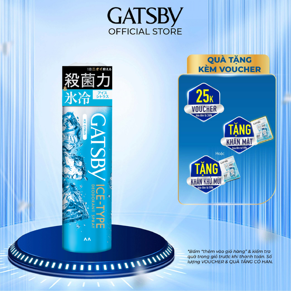 Xịt khử mùi cơ thể gatsby ice-type deodorant spray ice citrus d1 mát lạnh sảng khoái 135g