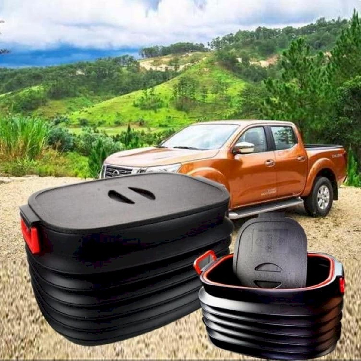 Thùng Đựng Đồ Có Nắp Co Giãn Trên Xe Hơi [ Thể Tích 40L]