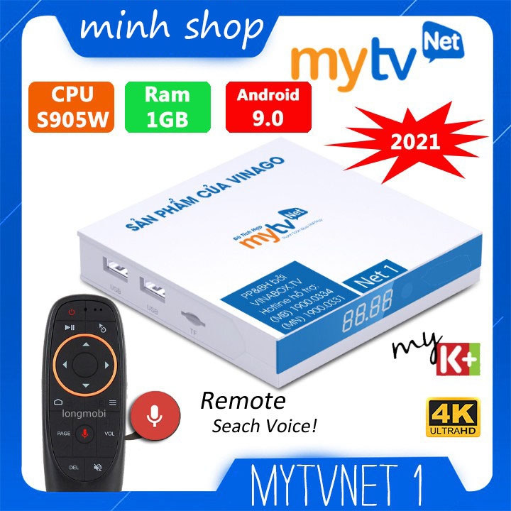 Xả Kho  Box Mytv Net1, Model 2021, Rom ATV9, có cổng quang, tìm kiếm bằng giọng nói