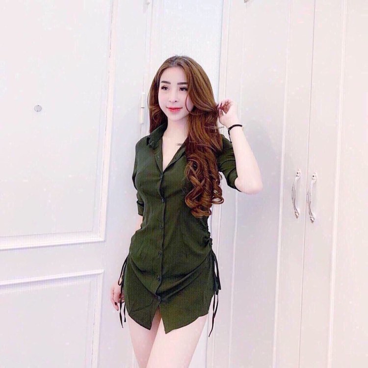 Đầm Nữ ( Váy Nữ ) Sơ Mi Rút Dây Kèm Quần Quyến Rũ Thời Trang Bambo