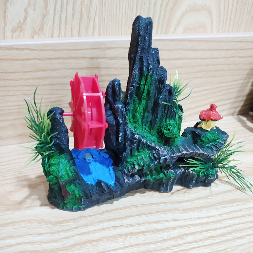 Hòn non bộ mini 18x15 cm tiểu cảnh suối chạy đẹp cho gia đình