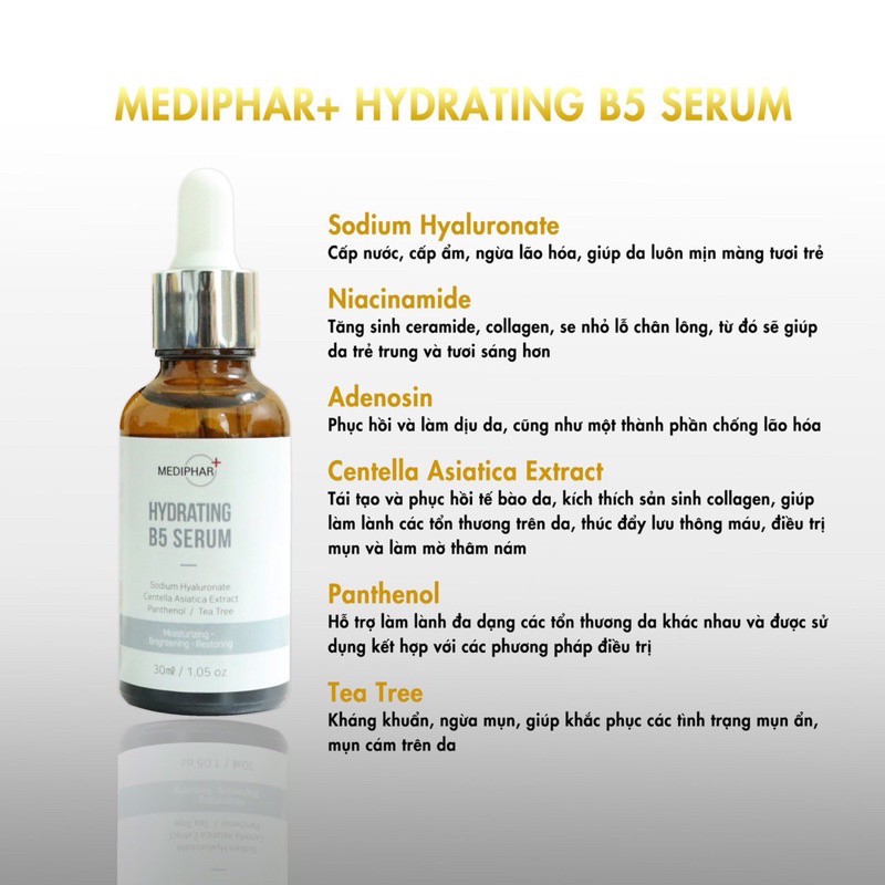 Serum dưỡng ẩm, cấp nước, phục hồi da mediphar+ hydrating b5