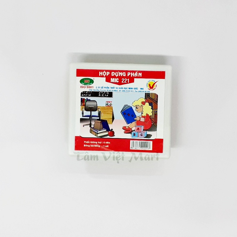 Hộp đựng phần viết bảng con vào lớp 1 ( Hộp 2 ngăn đựng bọt biển và 4 viên phấn)
