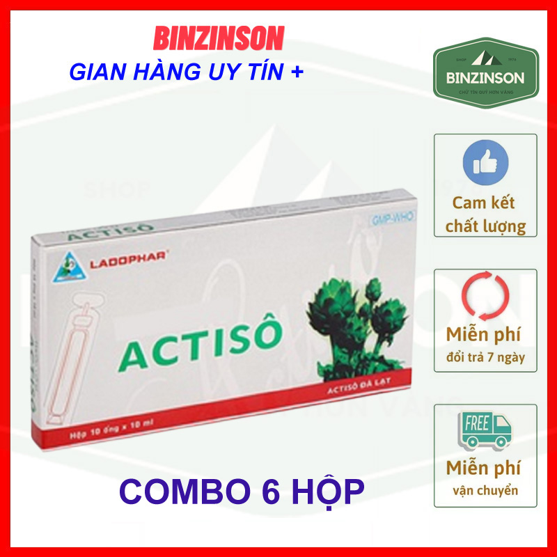 Atiso dạng ống uống 10m lx 10 tuýp [ BỘ 6 HỘP ] Actiso Ladophar Đà Lạt Lâm Đồng Loại Thơm Ngon MẪU MỚI - BINZINSON