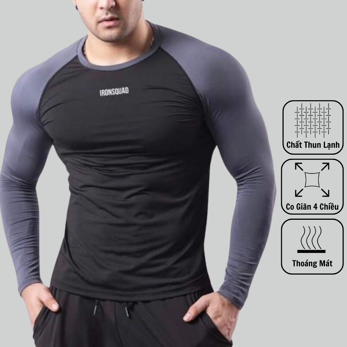 Áo thun thể thao nam tay dài tập gym form ôm body
