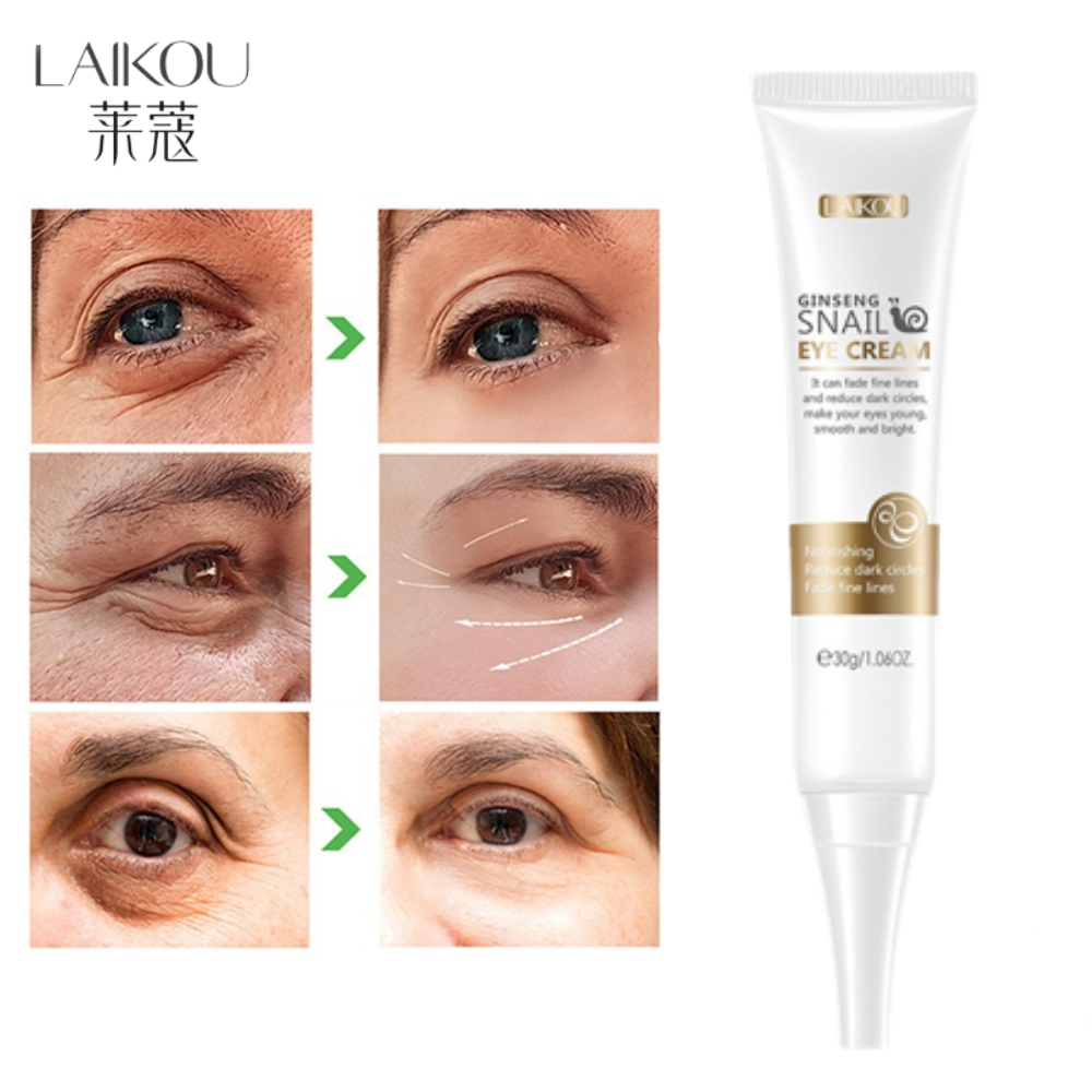 Kem Dưỡng Da Chống Nhăn Mắt Nhân Sâm & Ốc Sên Laikou Snail Eye Cream Dưỡng Ẩm Xóa Nhăn Giảm Thâm Bọng Mắt Giảm Sắc Tố Melalin Sậm Da