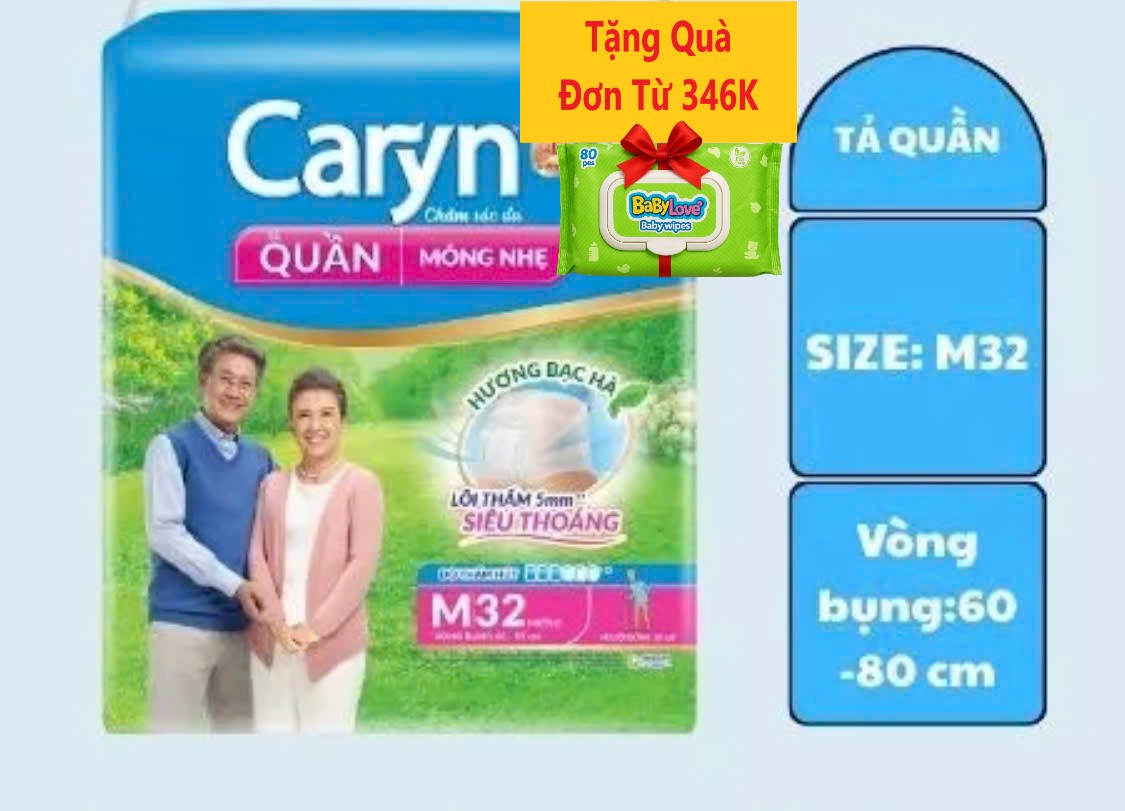1 Gói Tã quần Caryn M32 Miếng mỏng nhẹ - Tã quần Người Già Caryn Size M32 - Hsd Luôn Mới